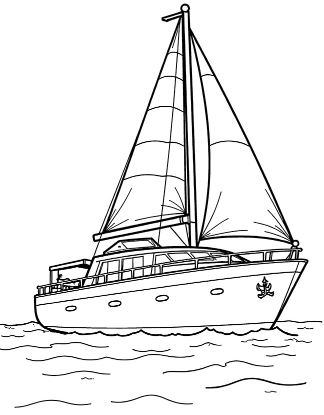 Feature yacht coloring page Feature yacht coloring page